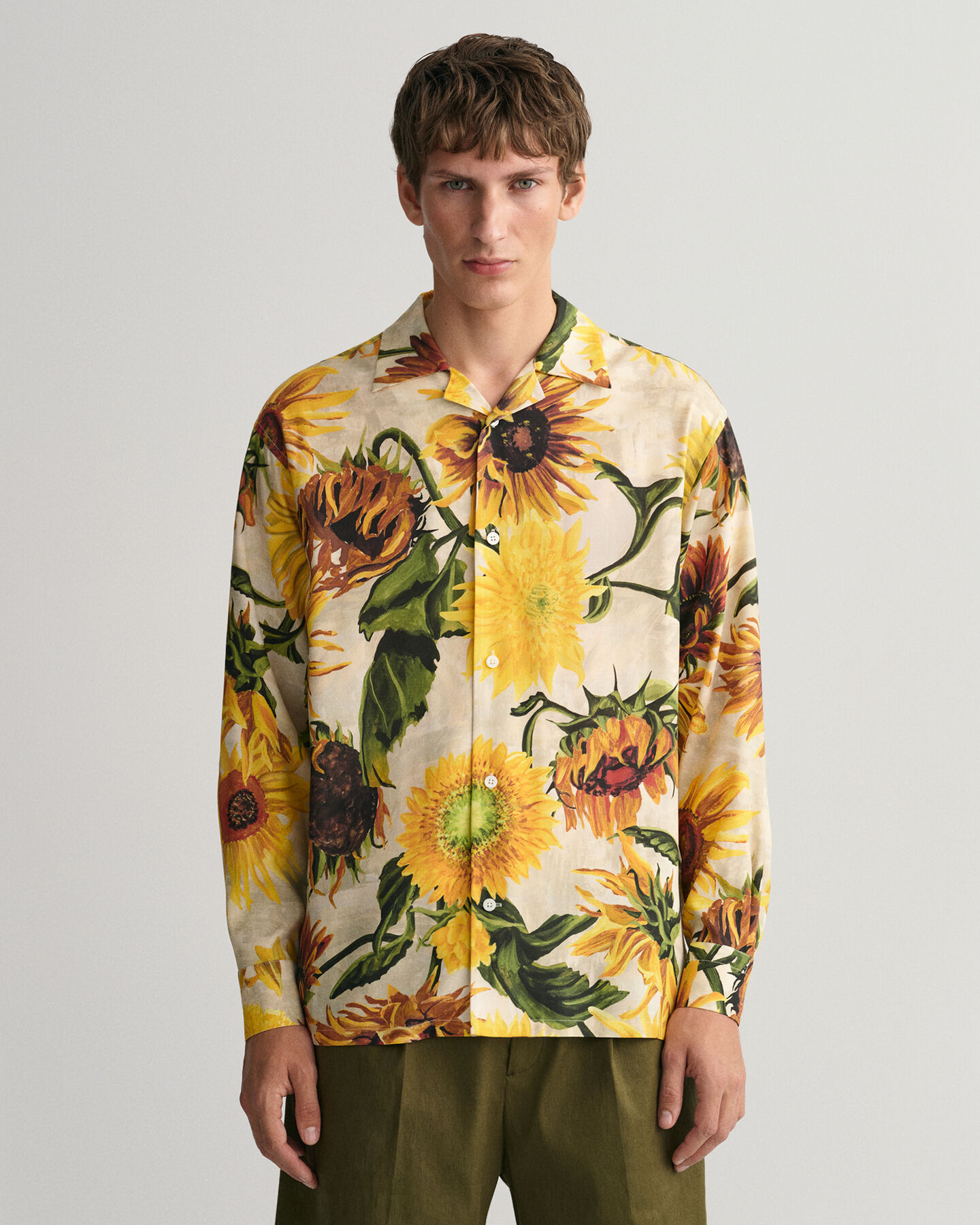 Camisa de seda com estampado Sunflower relaxed fit