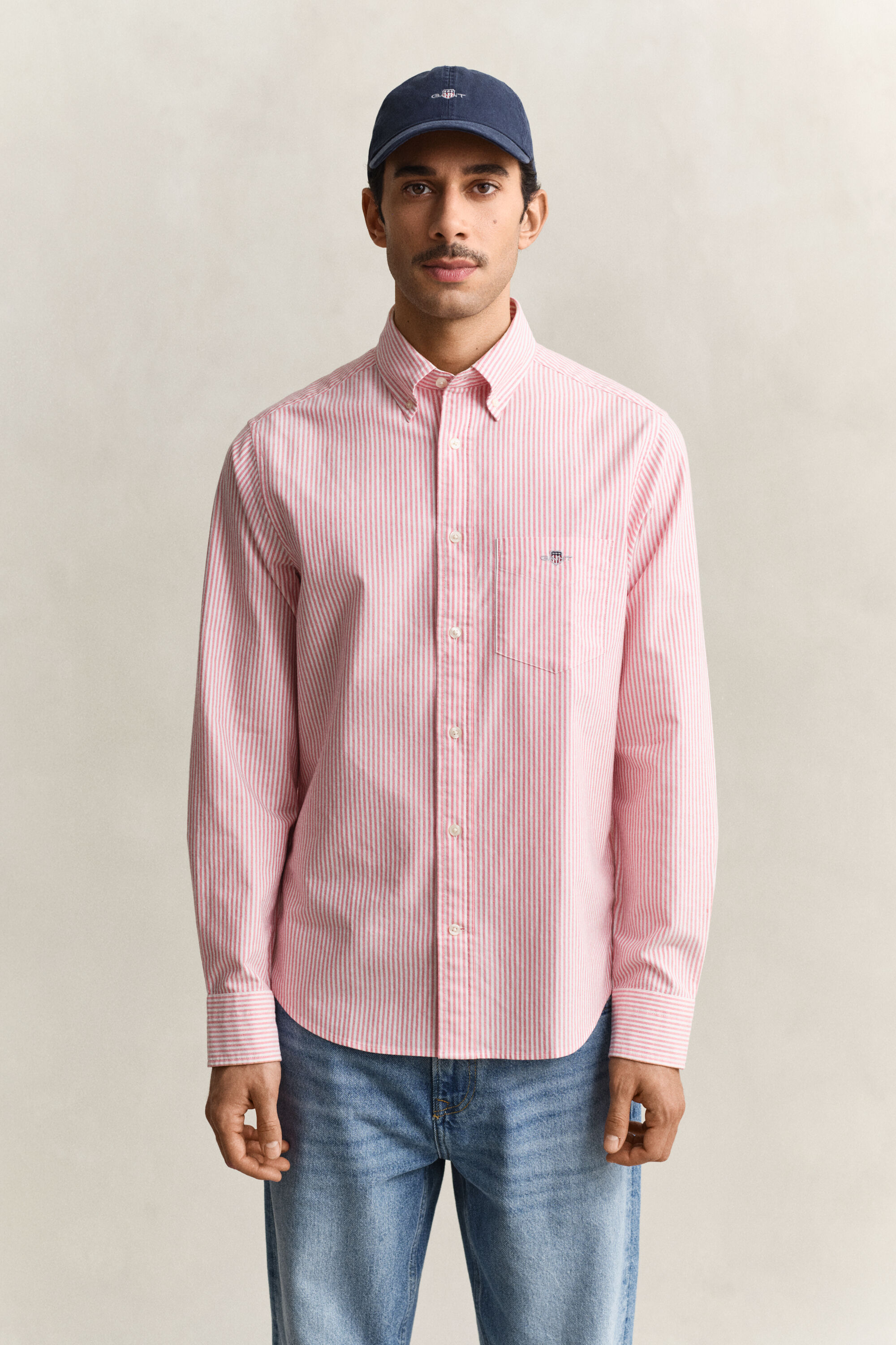 Camisa Oxford às riscas finas Classic