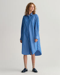 Vestido-camisa às riscas oversized