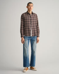 Camisa de sarja em xadrez slim fit