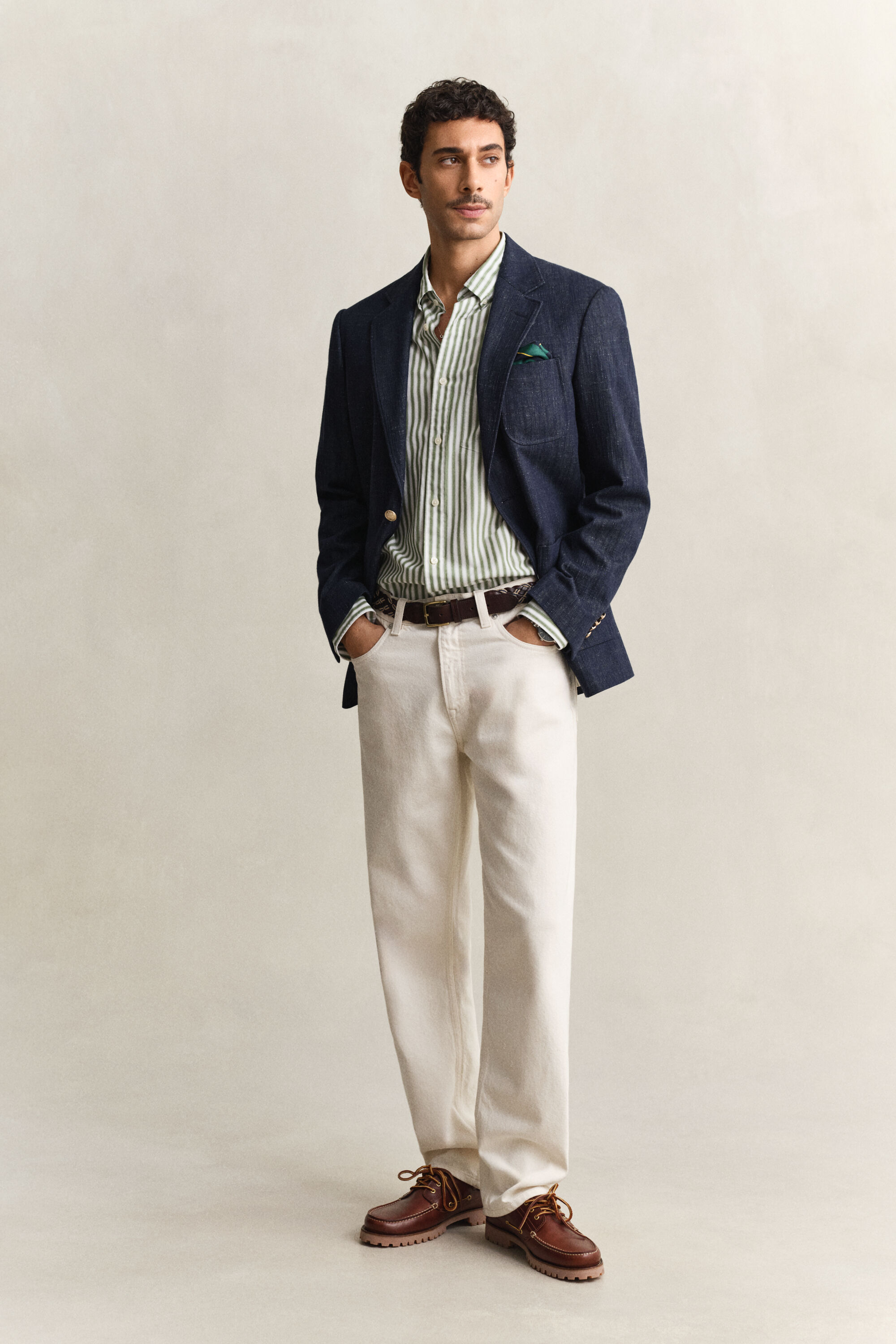 Camisa em popelina às riscas Classic