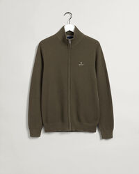 Casaco de malha com meio fecho de correr em algod&atilde;o piqu&eacute;