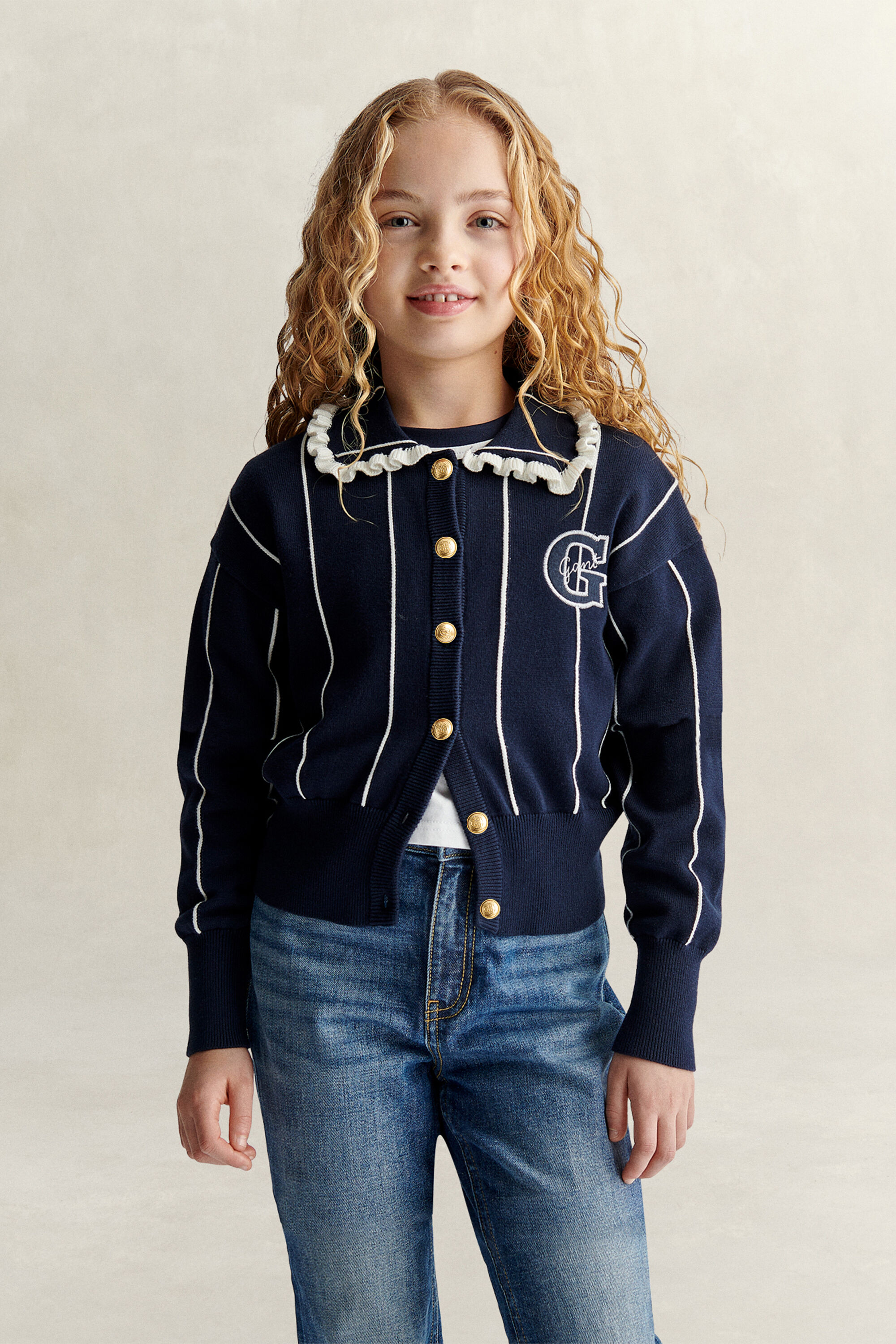 Casaco de malha às riscas Teen Girls