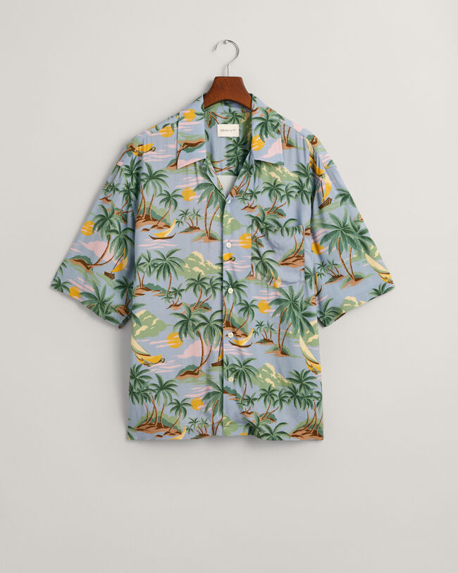 Camisa de manga curta Hawaiian Print relaxed fit