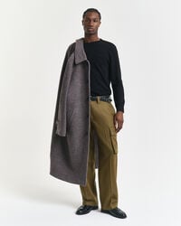 Camisola de malha com decote redondo em lã de merino extrafina