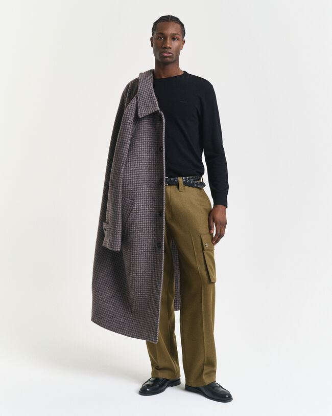 Camisola de malha com decote redondo em lã de merino extrafina