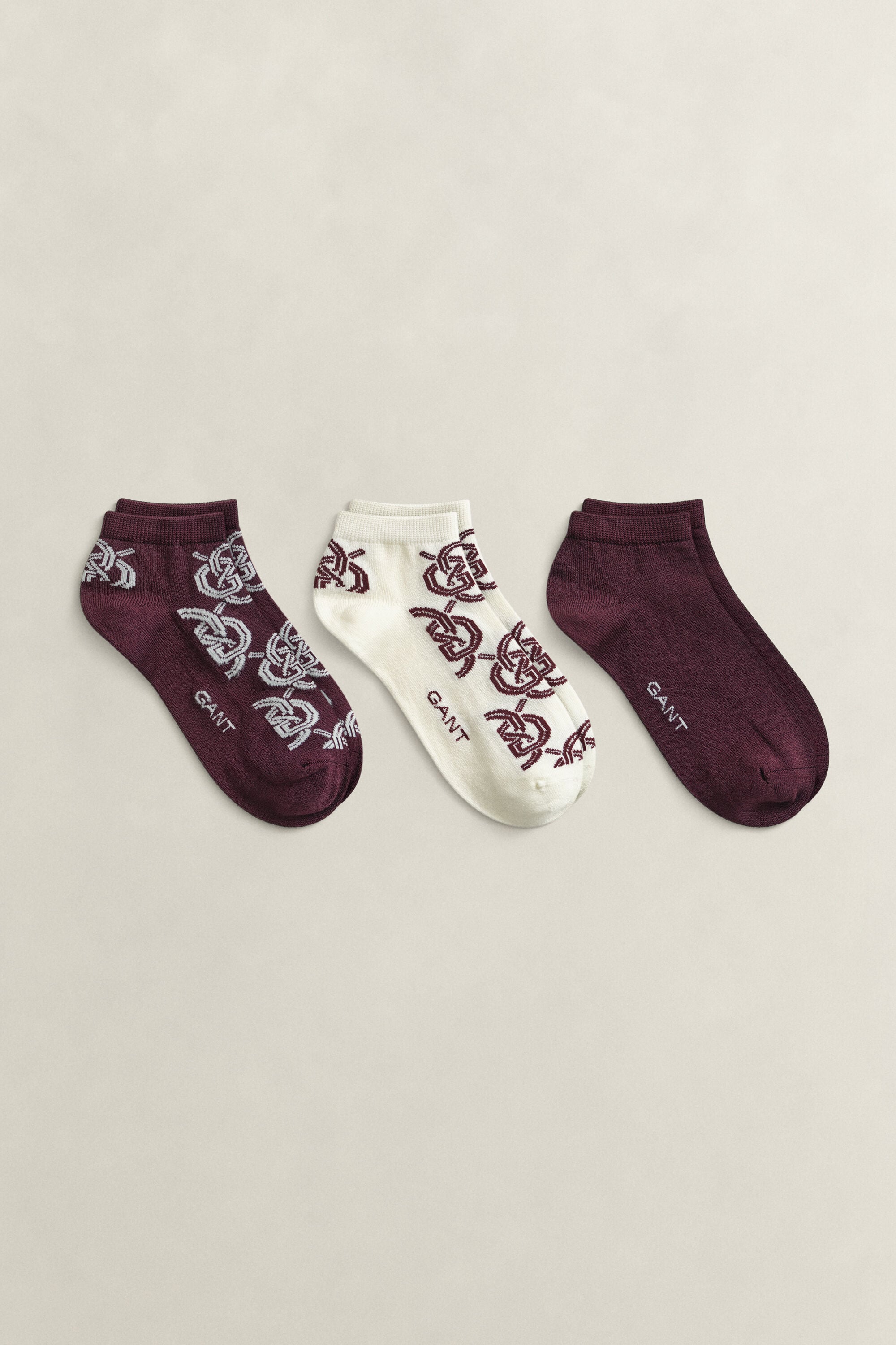 Pack de três pares de meias pelo tornozelo Monogram