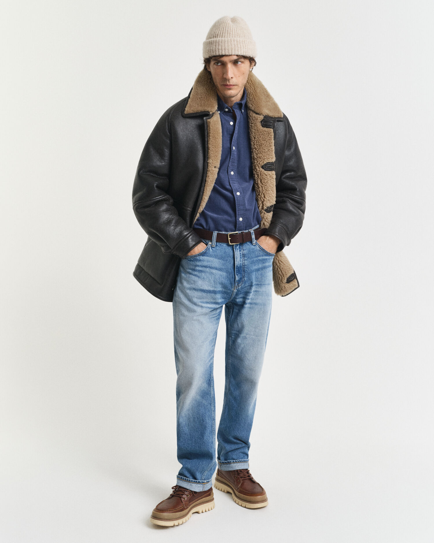 Camisa em bombazina de algodão regular fit