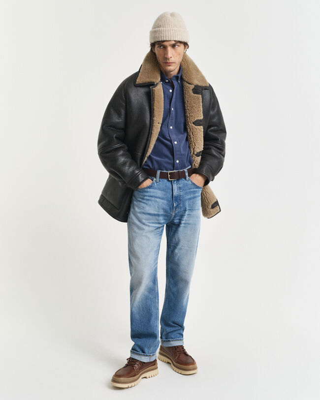 Camisa em bombazina de algodão regular fit