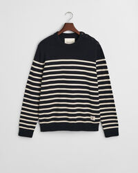 Camisola de malha com decote redondo em algodão às riscas