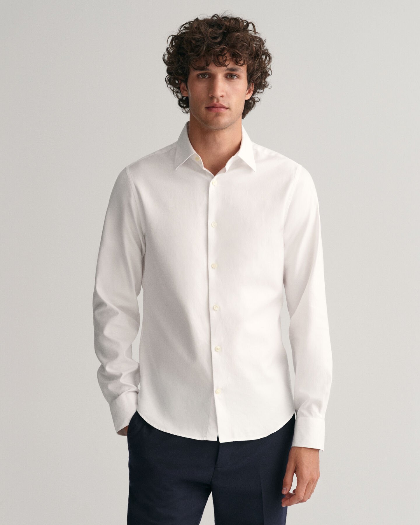 Camisa em sarja formal slim fit