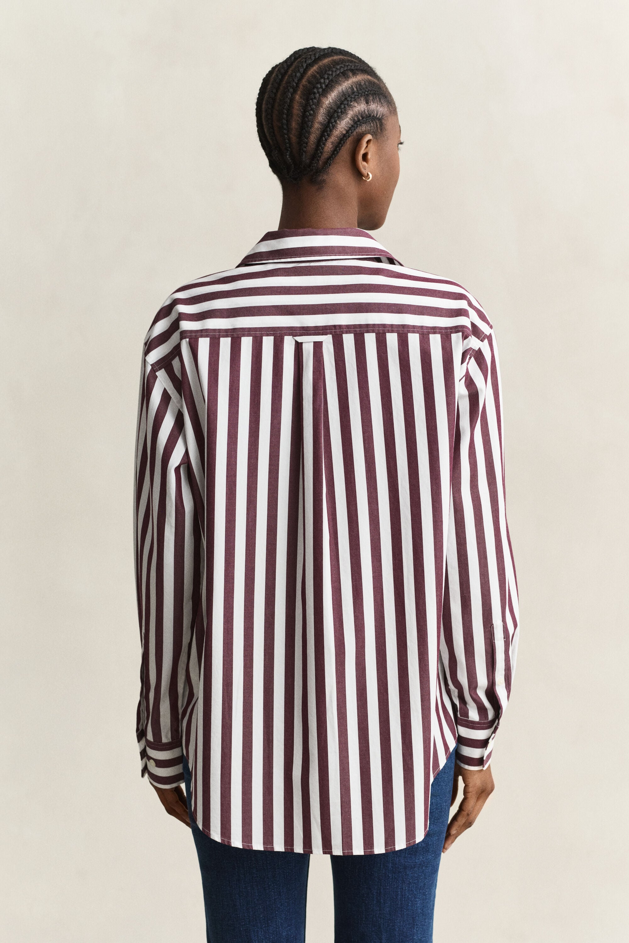 Camisa em popelina às riscas relaxed fit