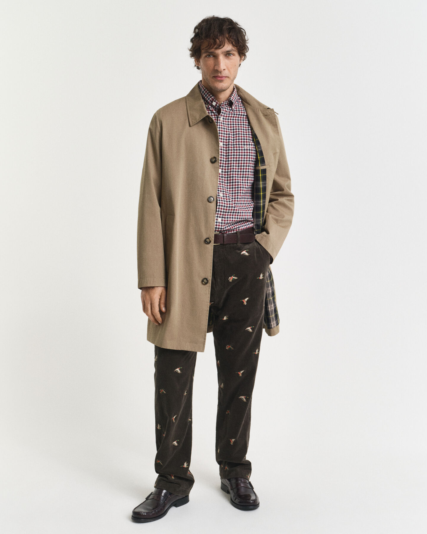 Camisa em sarja gingham regular fit