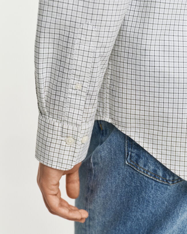 Camisa em popelina clássica com padrão de xadrez regular fit