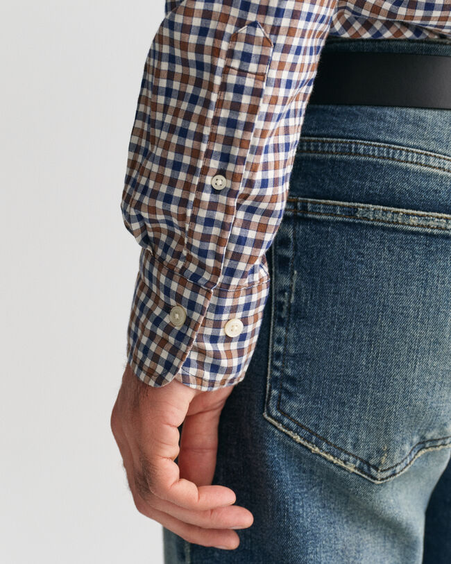 Camisa em sarja leve Gingham regular fit