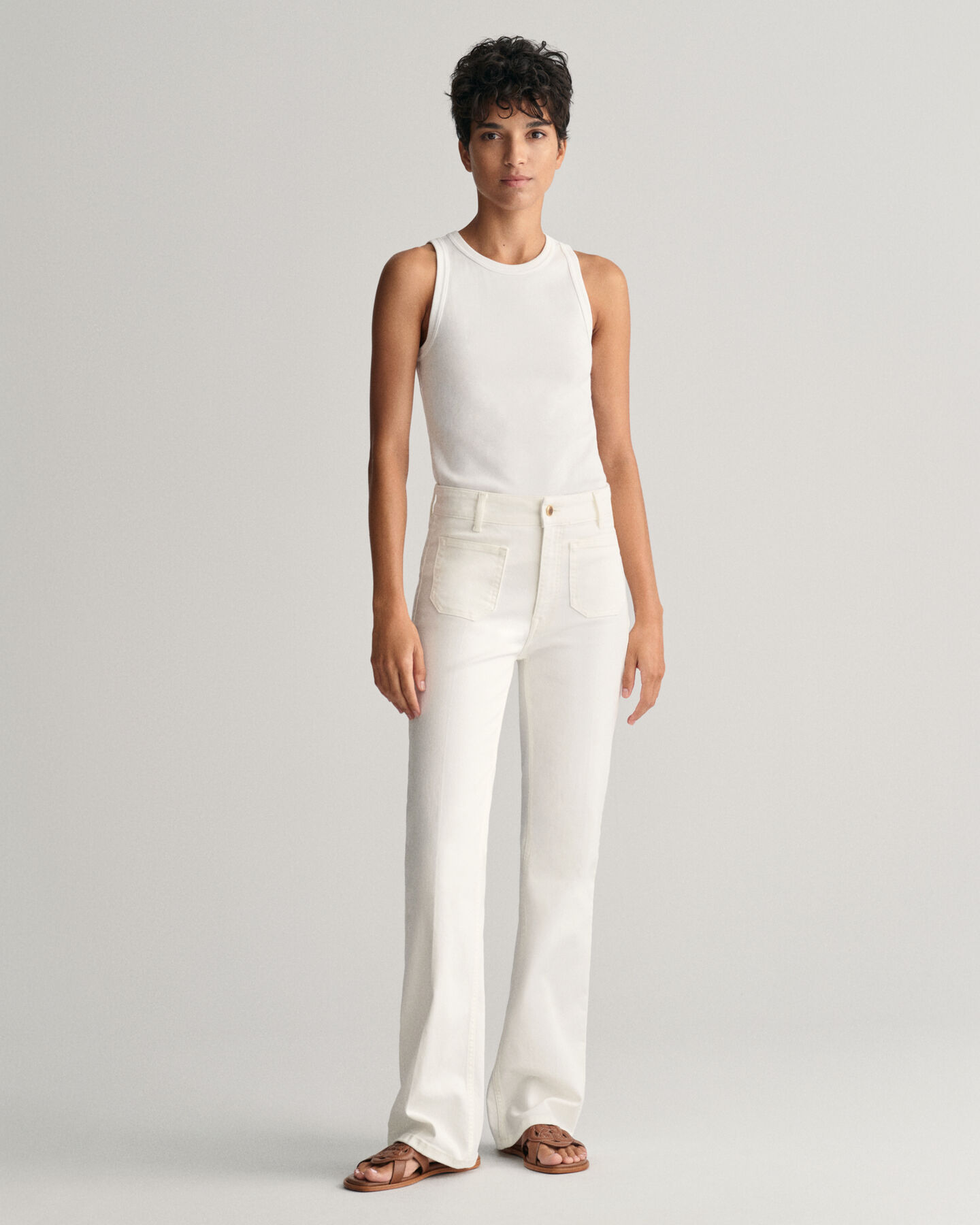 Cal&ccedil;as de ganga brancas evas&ecirc; slim fit