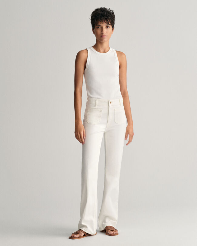 Cal&ccedil;as de ganga brancas evas&ecirc; slim fit