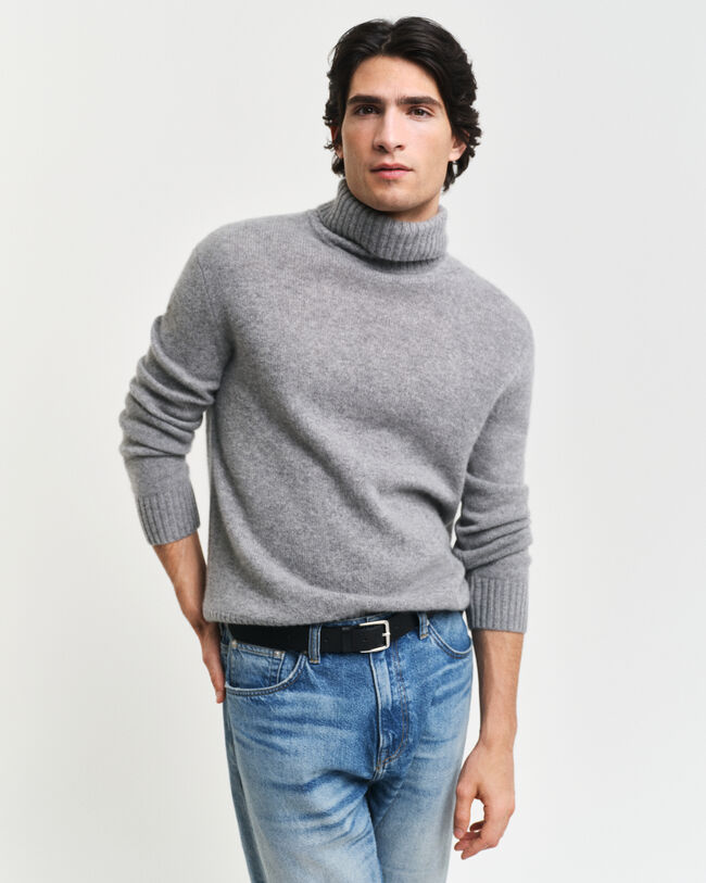 Camisola de gola alta em caxemira