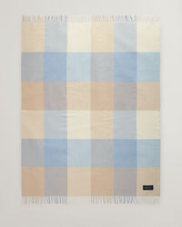 Manta decorativa com padrão de xadrez em lã de merino extrafina