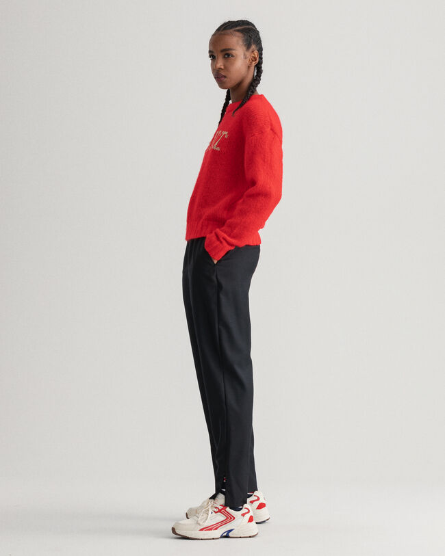 Camisola com decote redondo em mohair Logo