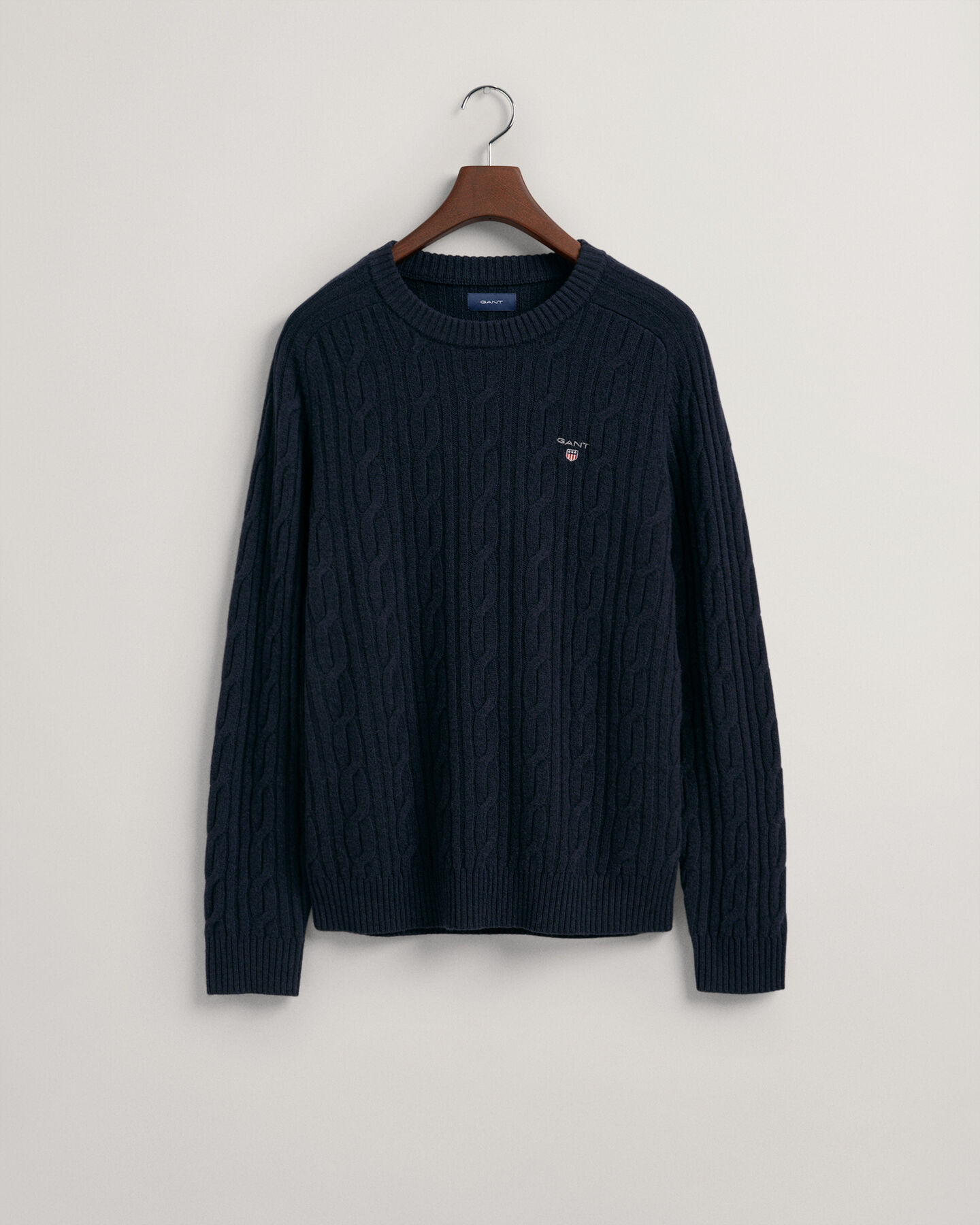 Pulover com decote redondo em l&atilde; entran&ccedil;ada