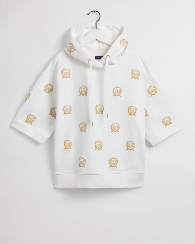 Sweatshirt de manga curta com capuz e bordado Crest