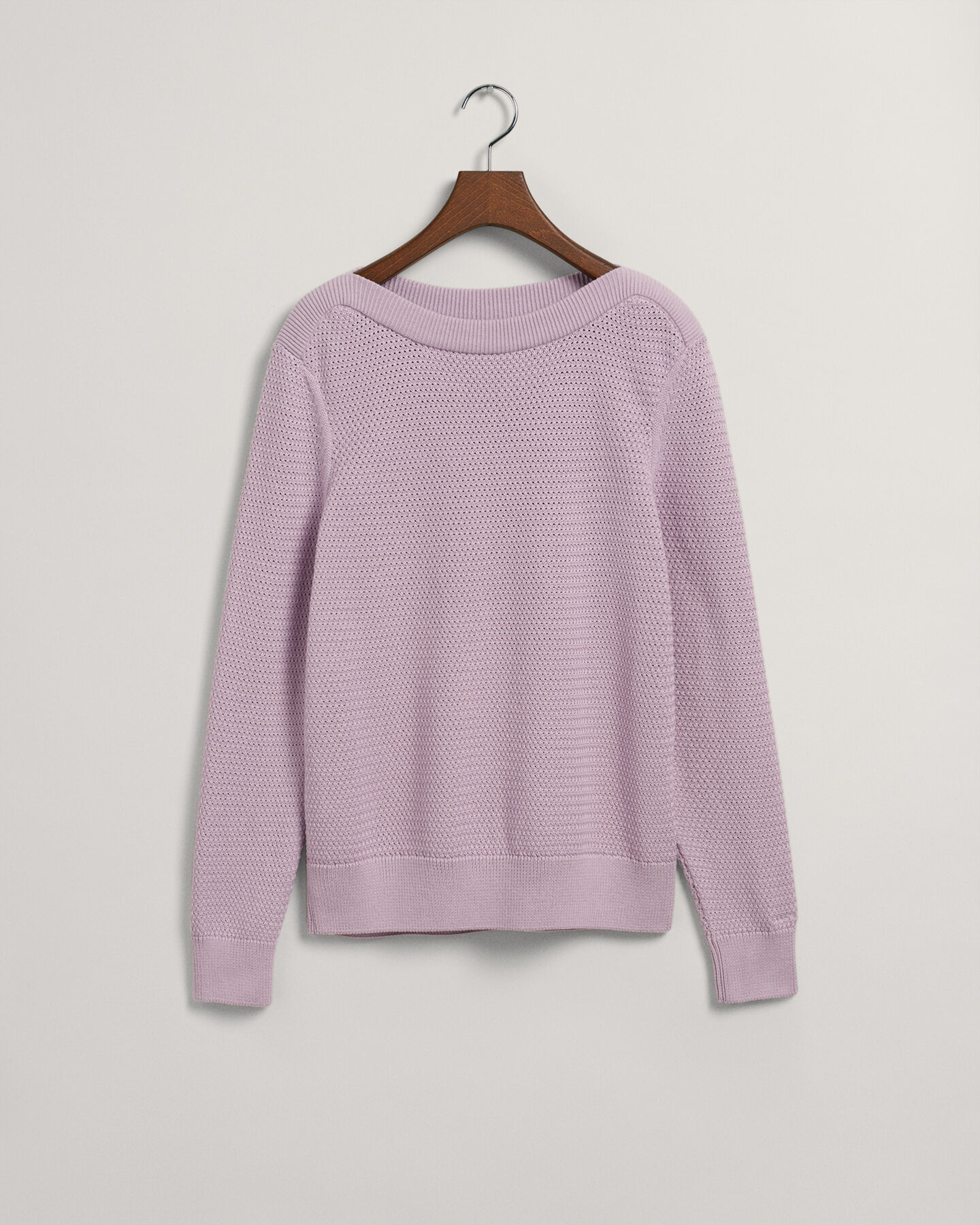 Pulover com decote de barco em algod&atilde;o Textured