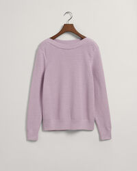 Pulover com decote de barco em algod&atilde;o Textured