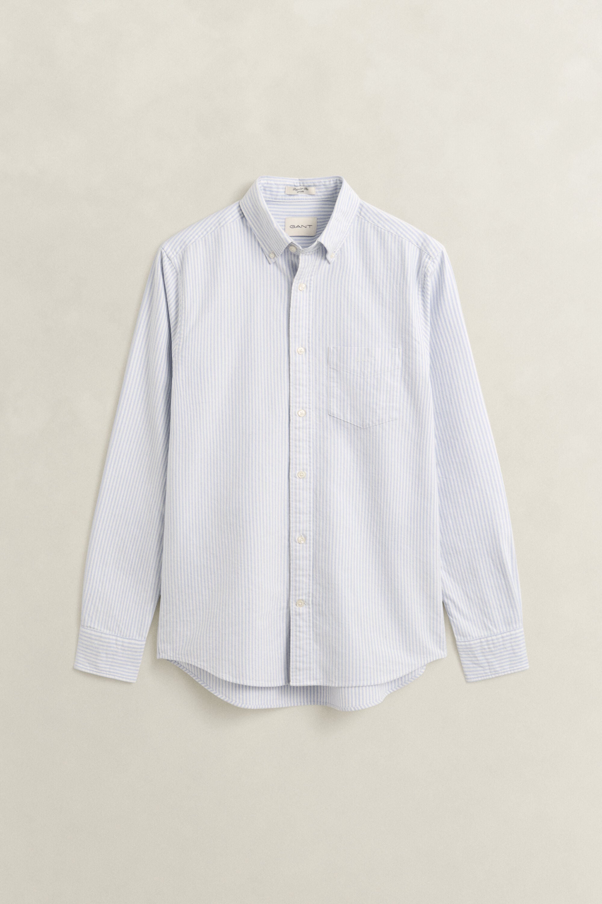 Camisa em algodão Oxford escovado às riscas