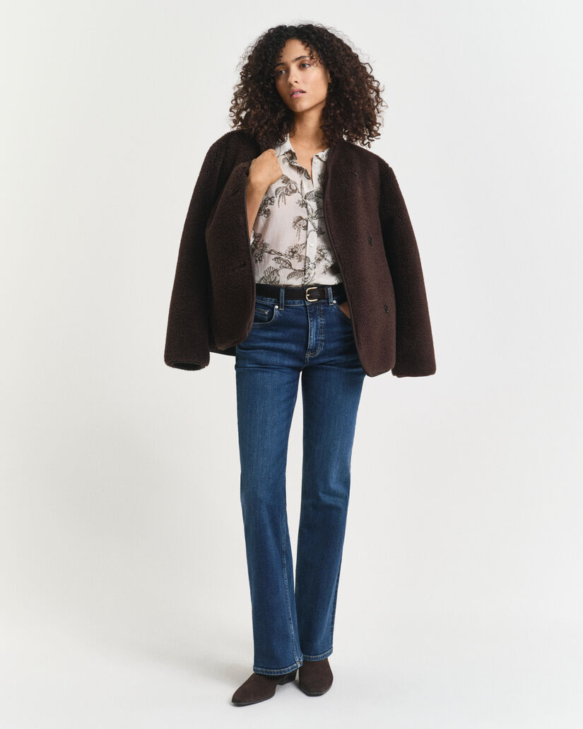 Camisa em seda e algodão com estampado Tree relaxed fit