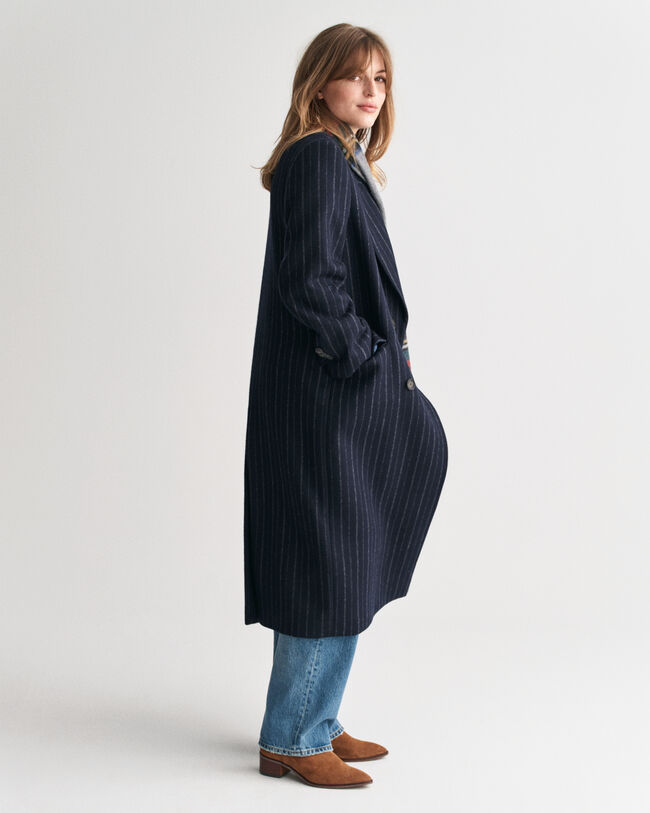 Sobretudo em lã Pinstripe