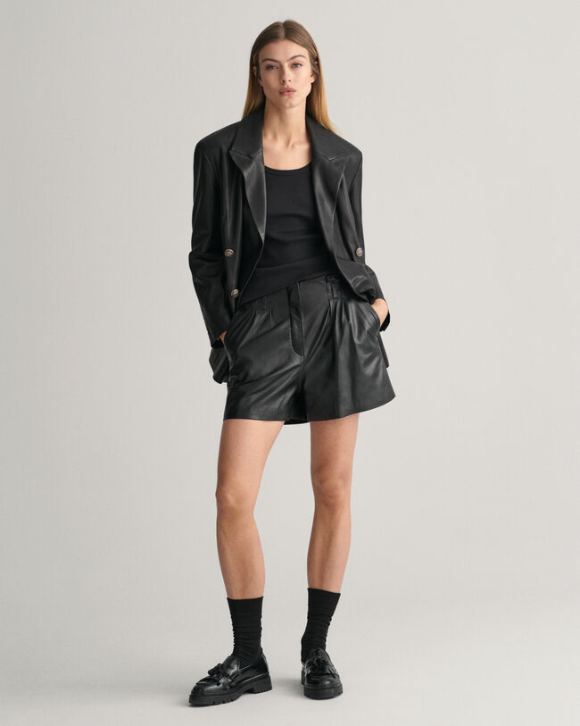 Blazer em pele regular fit