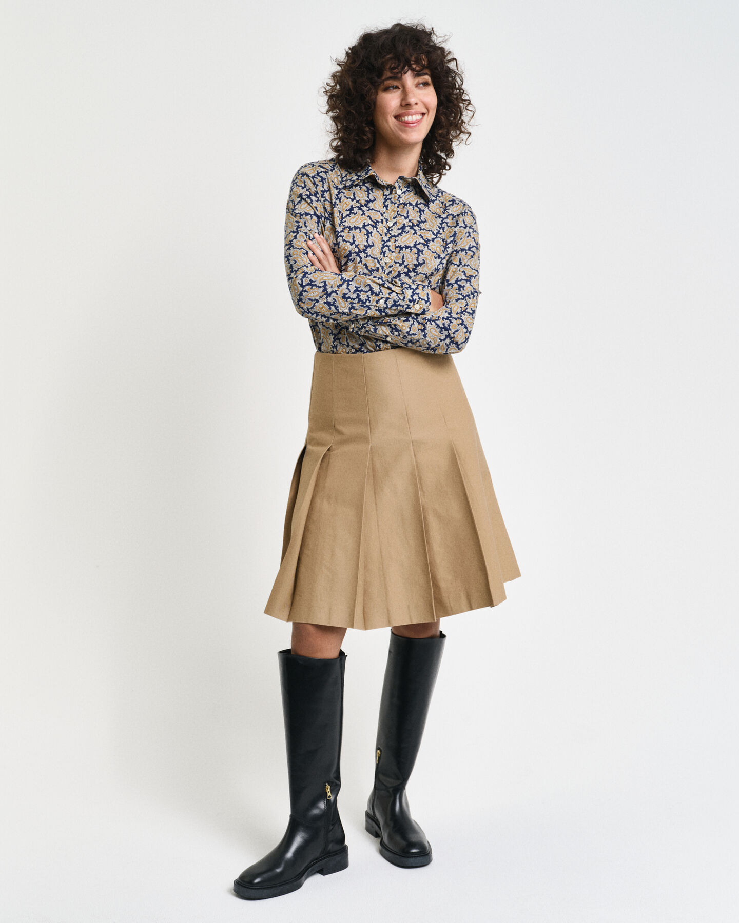 Camisa em voile de algodão com padrão paisley regular fit