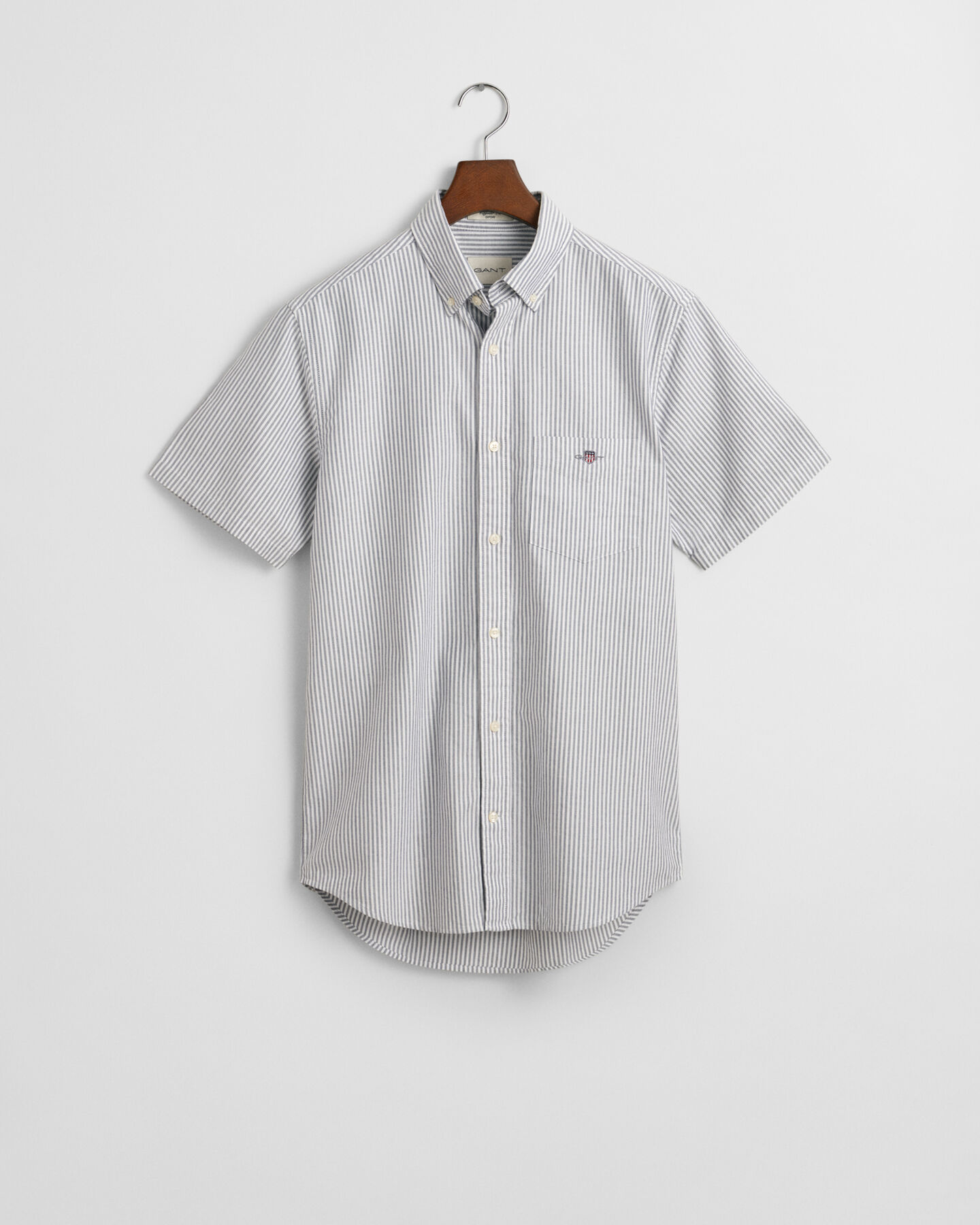 Camisa de manga curta às riscas Classic Oxford regular fit