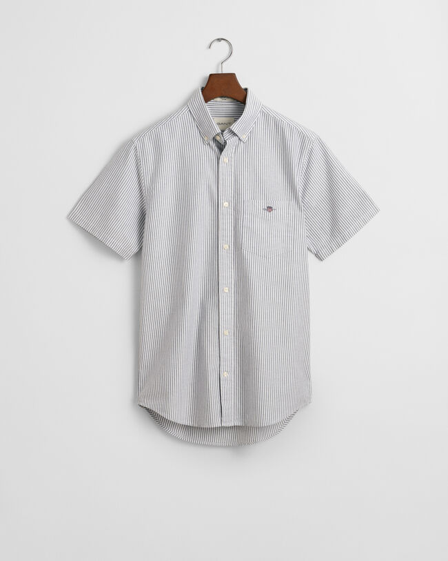 Camisa de manga curta às riscas Classic Oxford regular fit