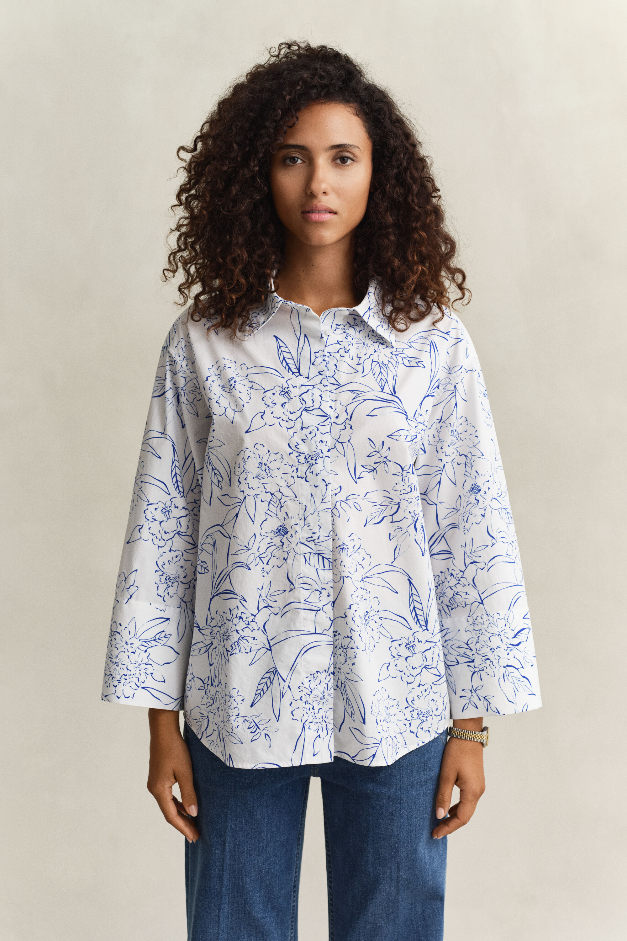 Camisa em popelina Floral