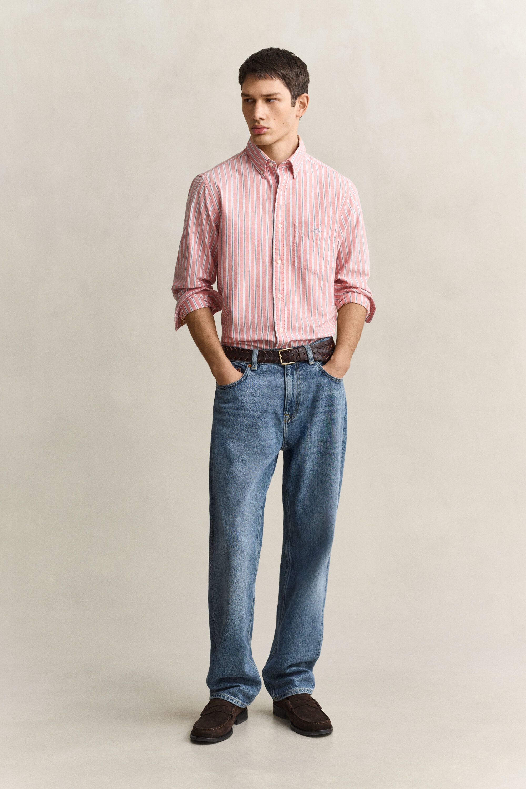 Camisa Oxford às riscas Classic
