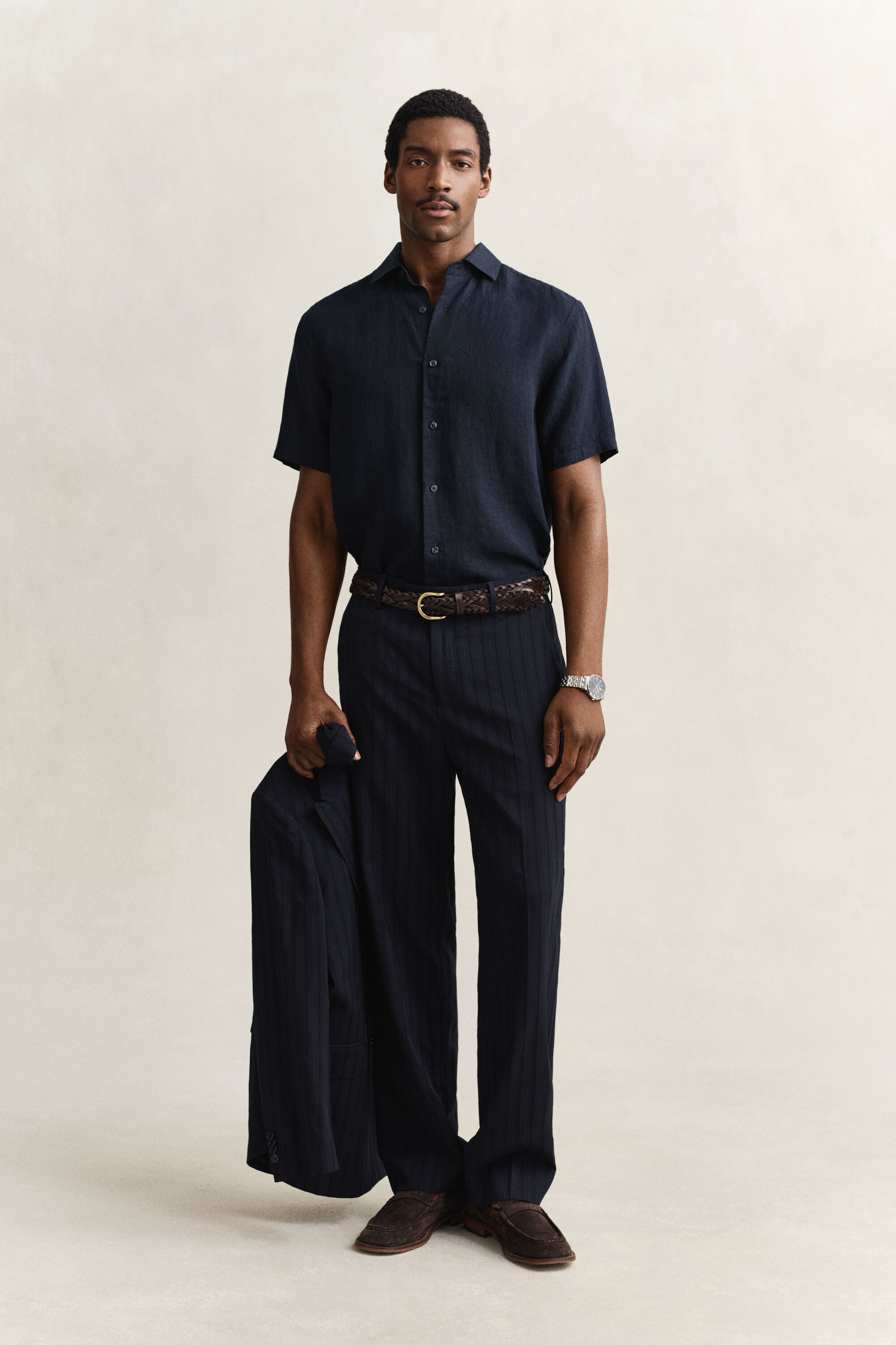 Camisa de manga curta em linho