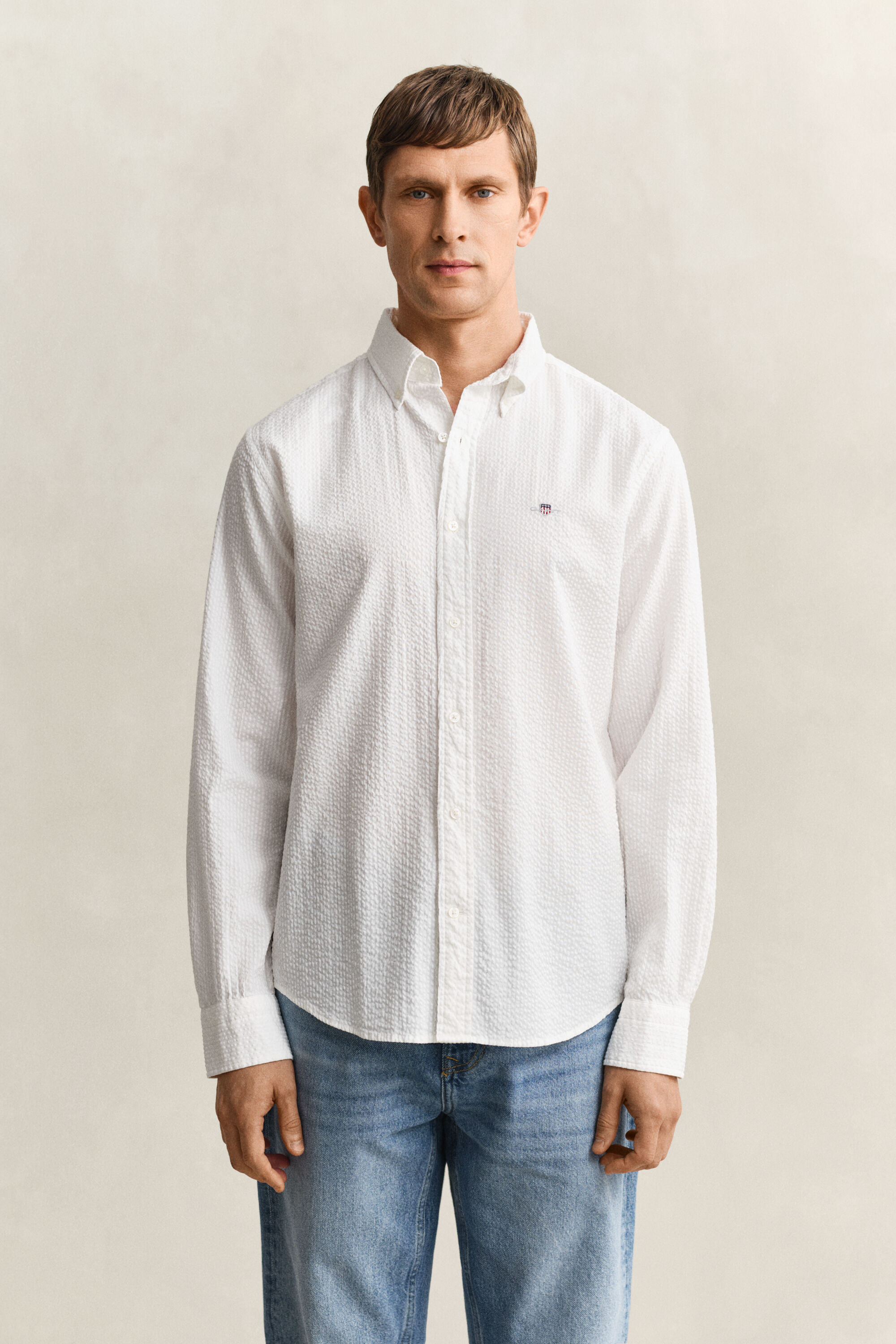 Camisa Seersucker corte normal