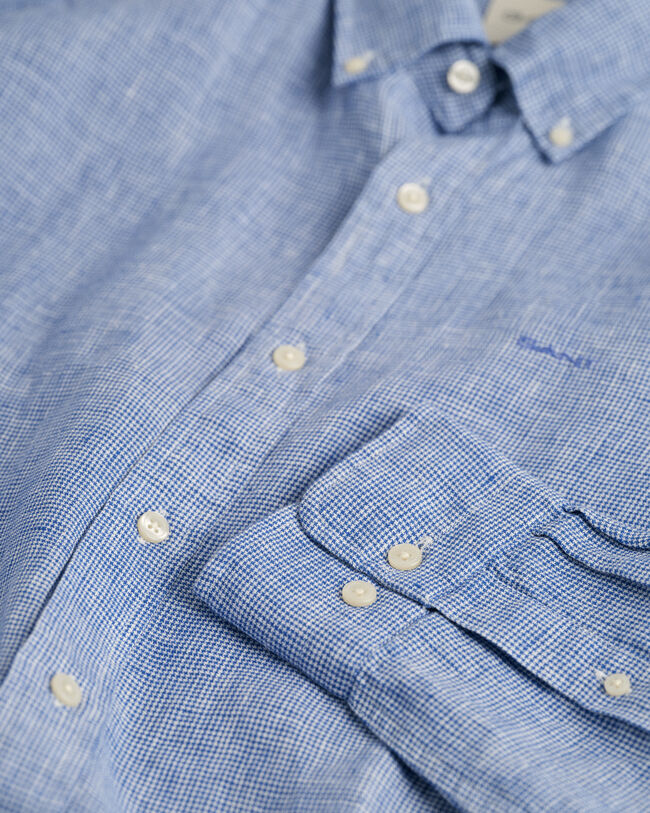 Camisa de linho Houndstooth slim fit