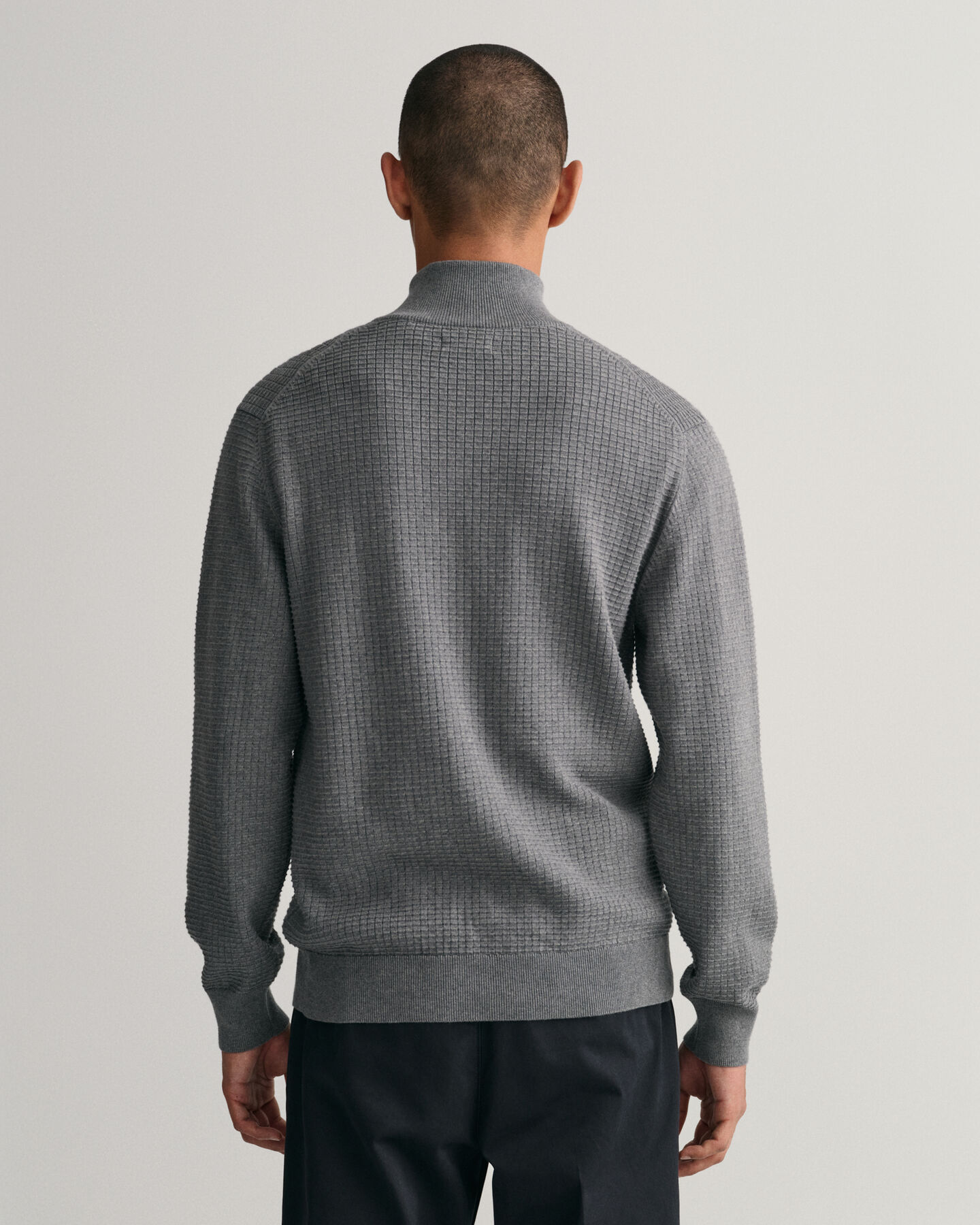 Sweatshirt com meio fecho em algod&atilde;o Texture