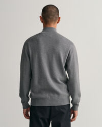 Sweatshirt com meio fecho em algod&atilde;o Texture