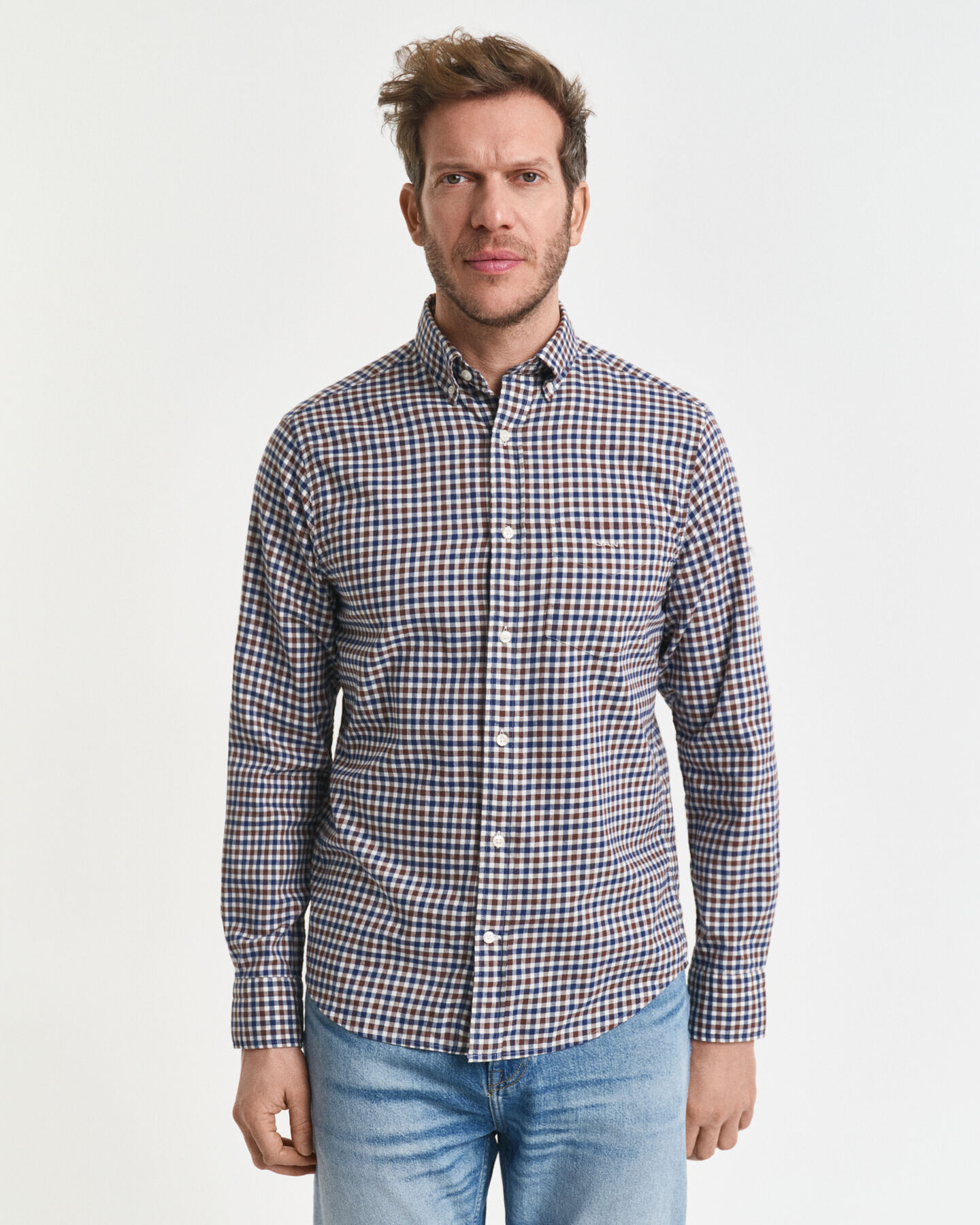 Camisa em sarja gingham regular fit