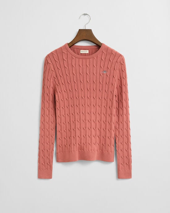 Camisola de malha entrançada com decote redondo em algodão com elastano Teen Girls