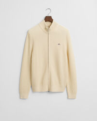 Casaco de malha com fecho de correr em algodão texturizado