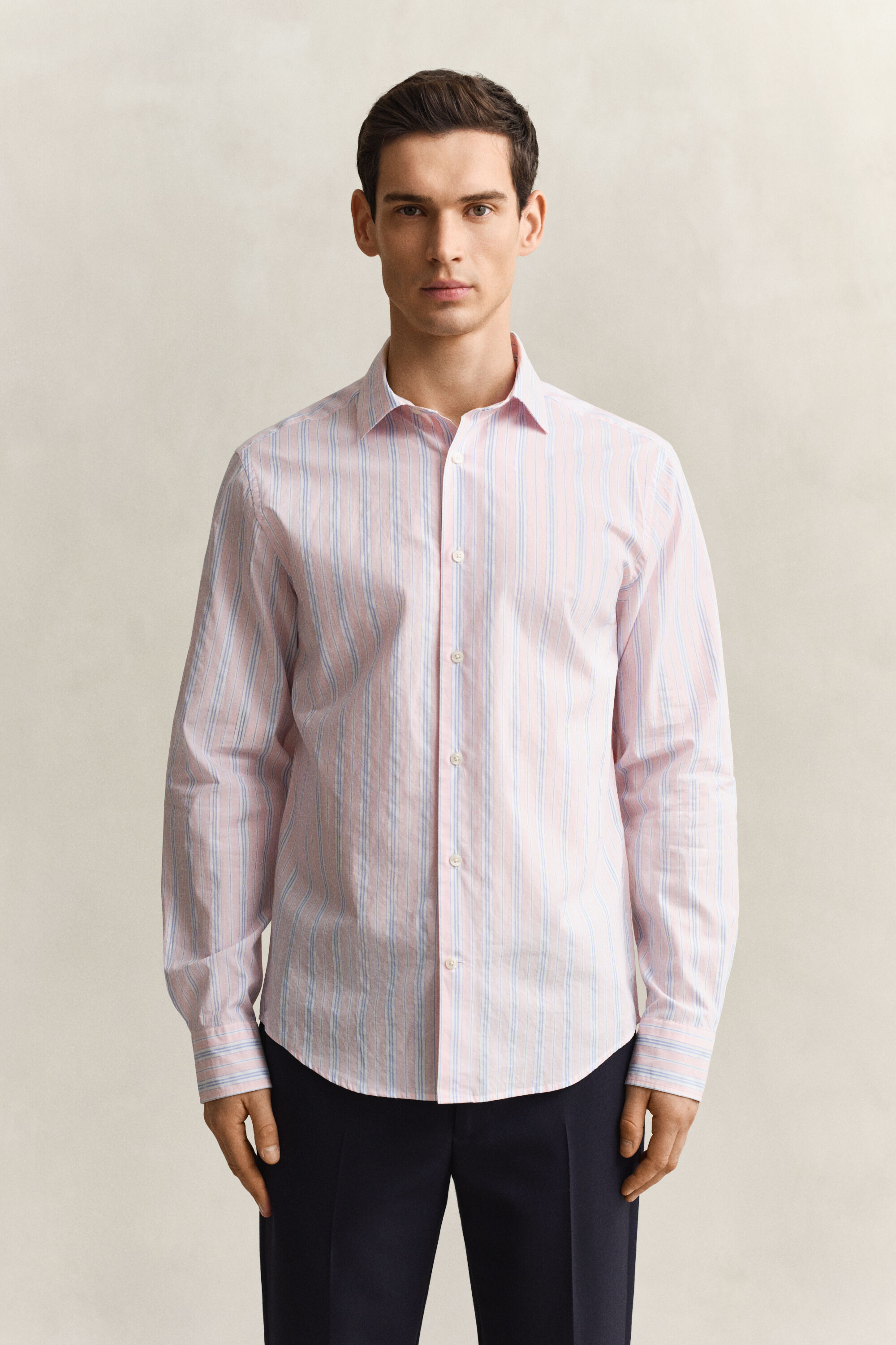 Camisa às riscas Dobby regular fit