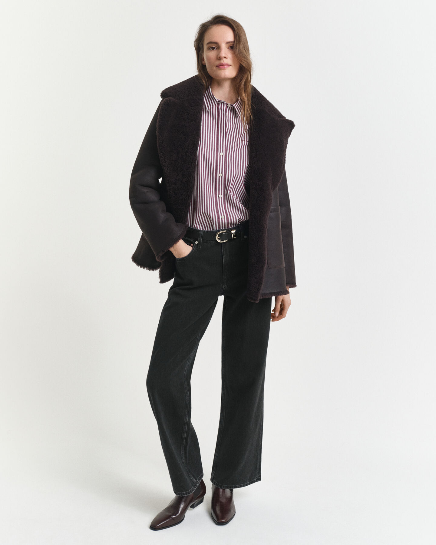 Camisa em popelina às riscas Classic regular fit