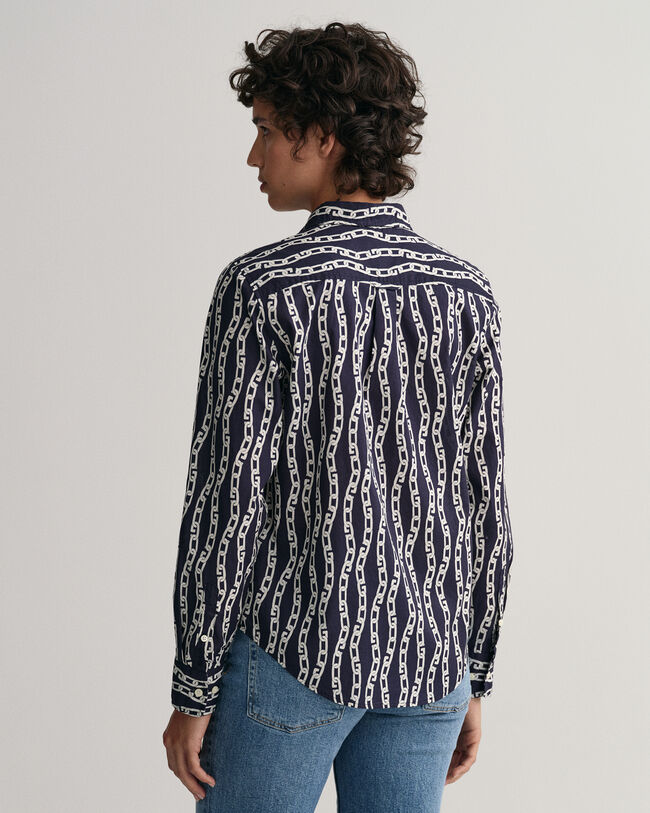 Camisa em voile de algodão com estampado Chain corte normal