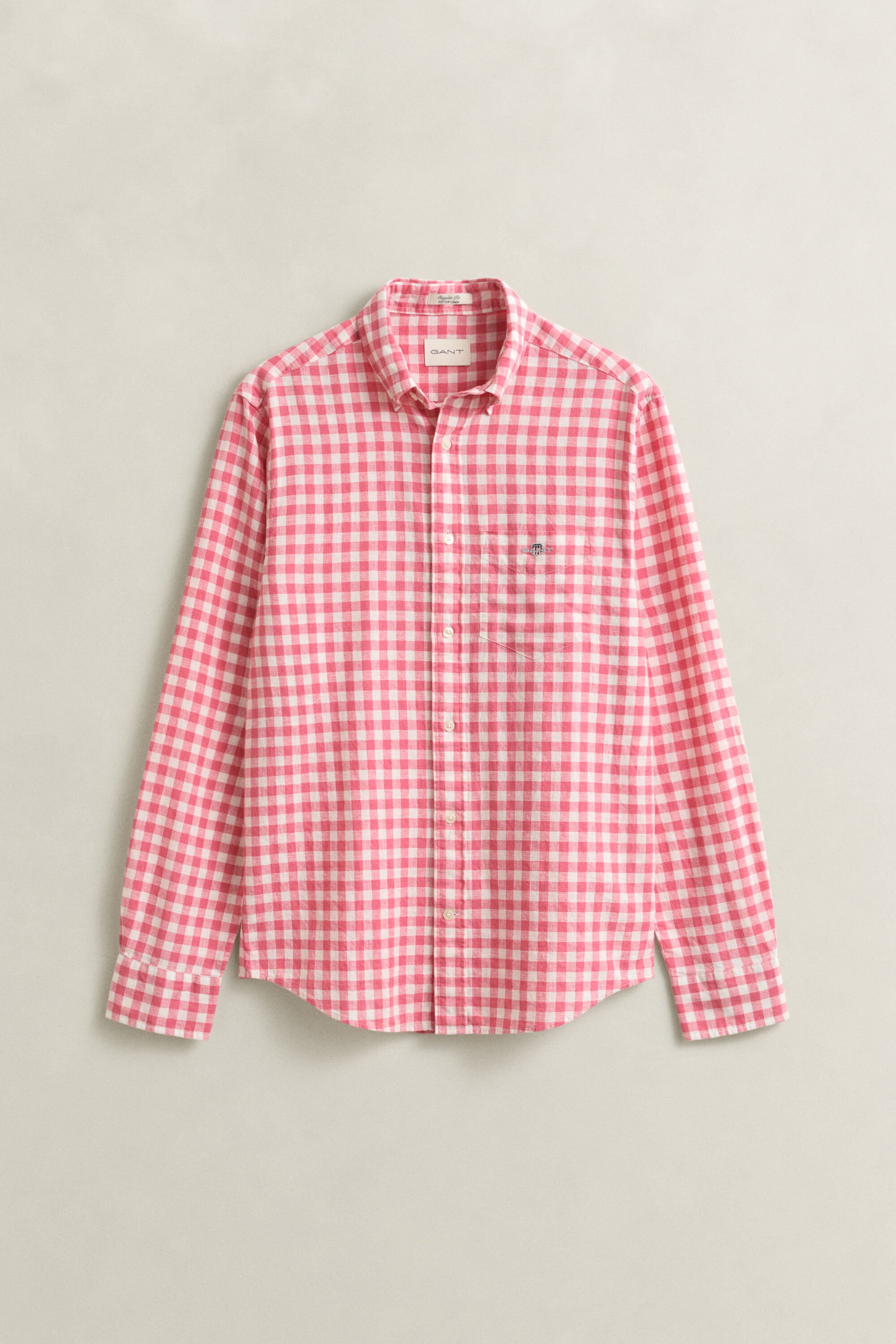 Camisa em mistura de linho Gingham