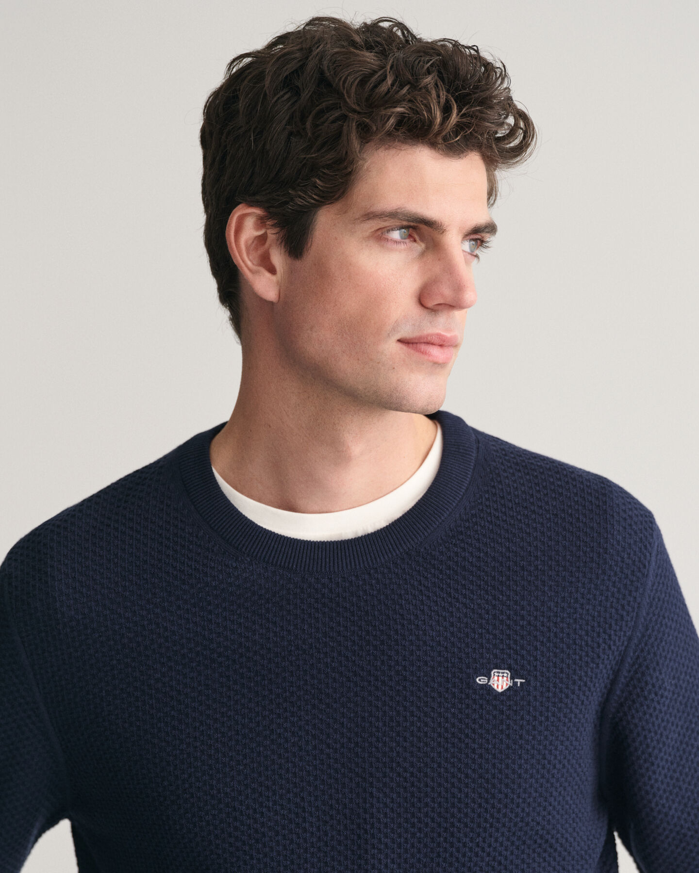 Camisola de malha com decote redondo em algod&atilde;o Structured